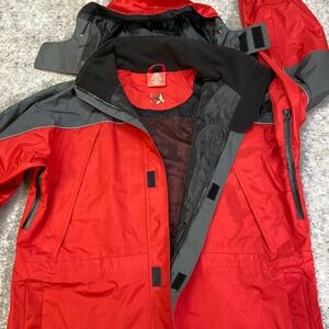 Vintage Red Star Black Red Nylon Windbreaker Jacket Full Zip‎ Hooded L